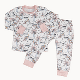Imperfect Sale - Long Sleeve Pajamas - Pink Date Palm Tree