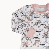 Imperfect Sale - Long Sleeve Pajamas - Pink Date Palm Tree