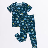 Short Sleeve Pajama Set - Auto Rikshaw in Blue