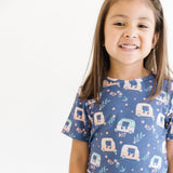 Short Sleeve Pajama Set - Auto Rikshaw in Pink