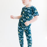 Short Sleeve Pajama Set - Auto Rikshaw in Blue