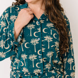 Women's Two-Piece Pajama Set - Date Palms and Moons