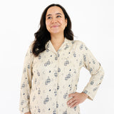 Women's Two-Piece Pajama Set - Lantern Dreams - Beige