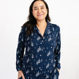 Women's Two-Piece Pajama Set - Lantern Dreams - Navy